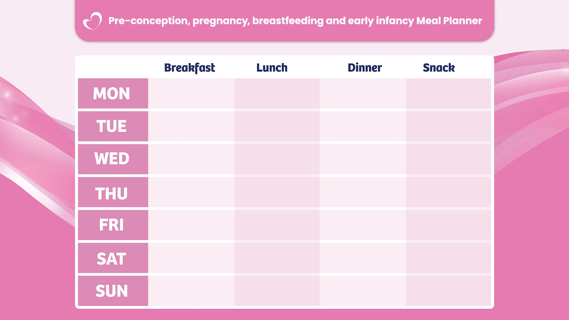 Pre-conception & First 1000 Days Meal Planner